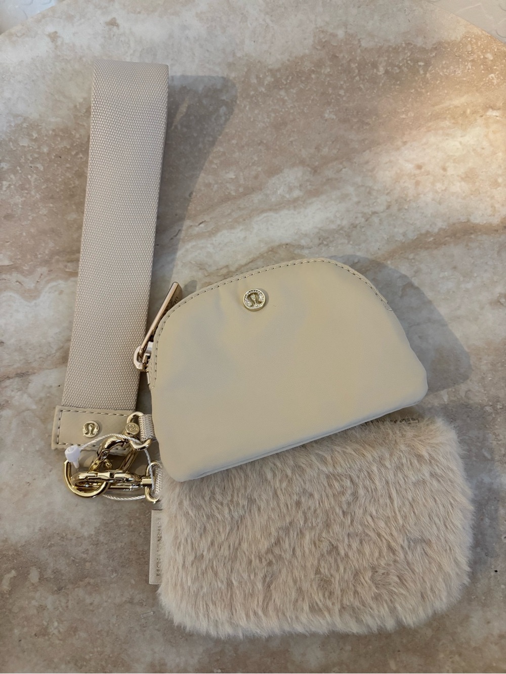 Lululemon Cream  Dual Pouch Set Wristlet